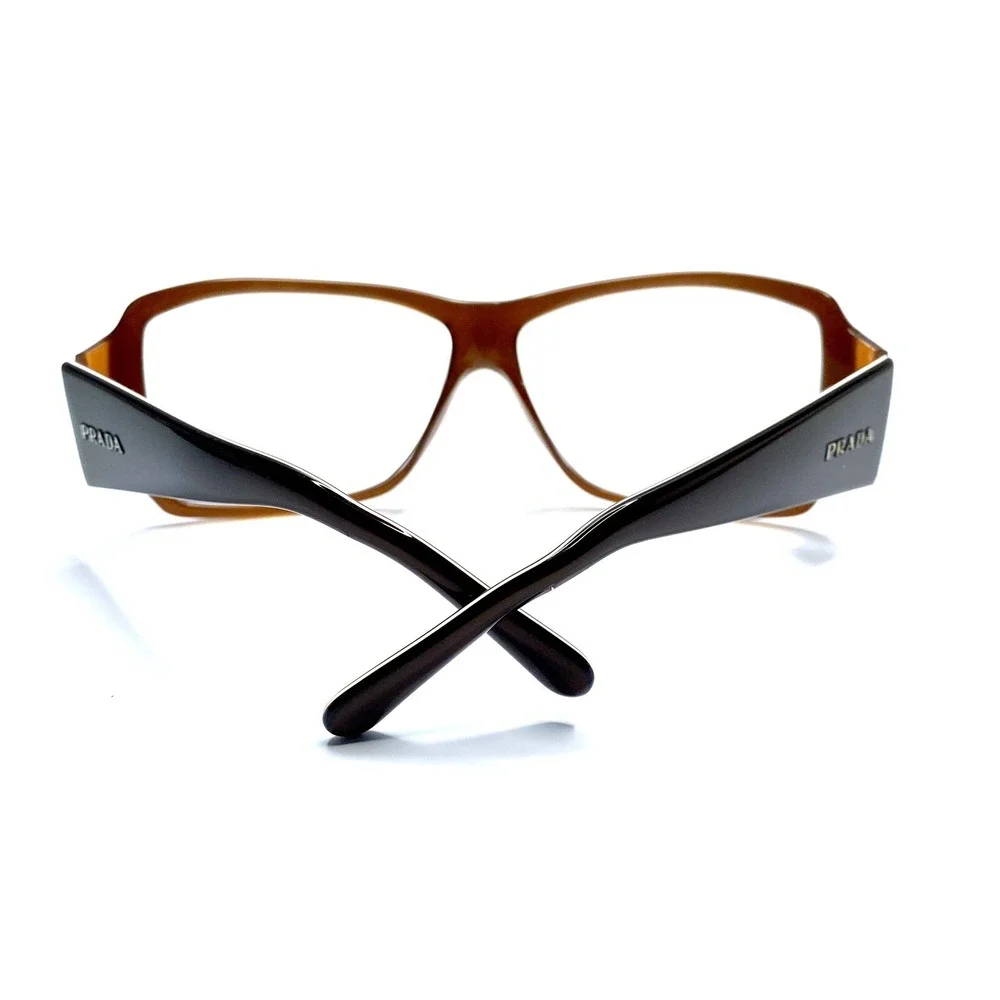Prada Brown Amber Oversized Rectangular Glasses Italy SPR09G 4BX-2Z1 64 13 125